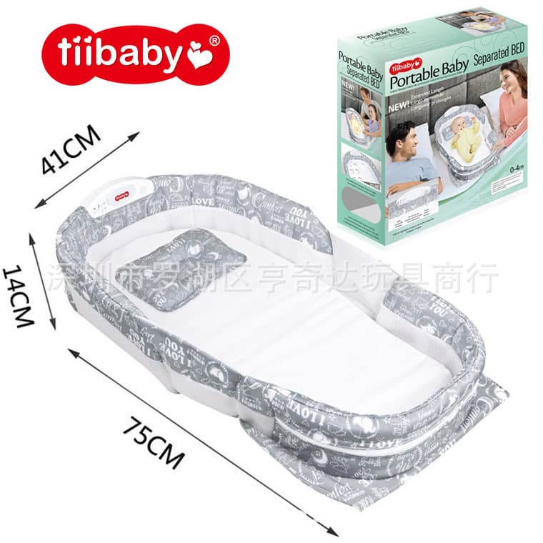Berço dobrável tiibaby portátil multifuncional cama recém-nascido berço luz música mesa de fraldas