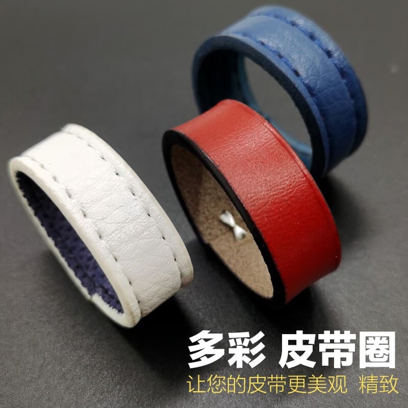 Vermelho azul branco cinto loop cinto pequeno anel de couro de vaca artesanal cinto loop masculino feminino cinto loop