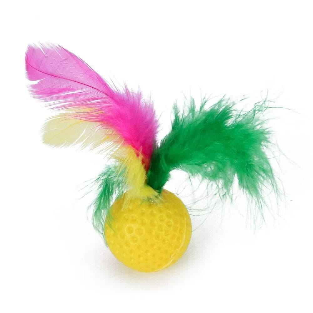 Brinquedo Colorido com Penas para Gatos, Acessório Interativo para Brincadeiras - Ref. 9375
