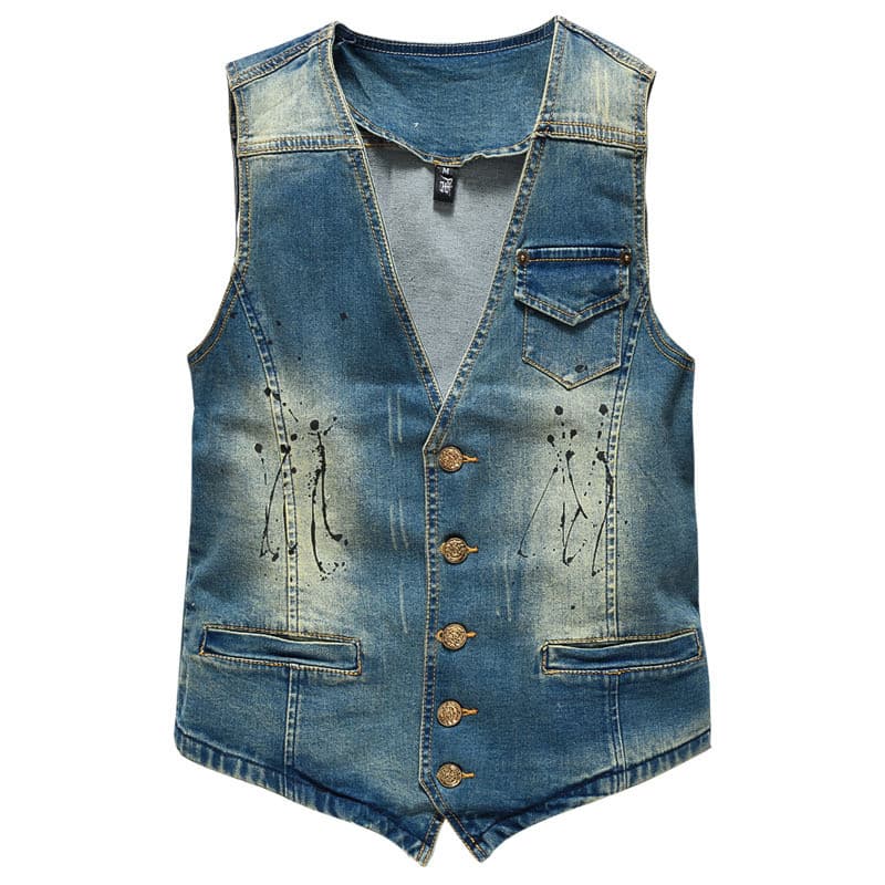 A8 único novo estilo versão coreana magro-ajuste na moda colete masculino Casual denim colete jeans masculino