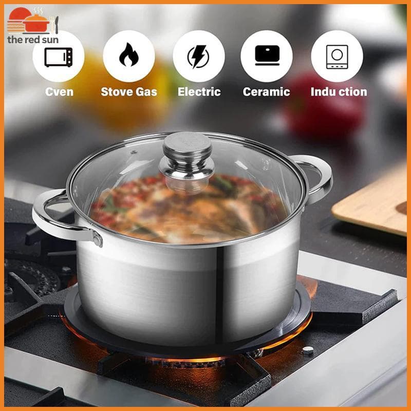 Panelas Caçarola Inoxidável TSBR , Alça Dupla , Panela De Sopa Com Tampa De Vidro Para Cozinhar Fogão De Indução .