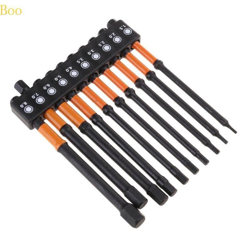 Boo 10 Peças 1 5 2 2 5 3 3 5 4 5 6 7 8mm 1 4 Impactos Chaves De Cabeça Sextavada Conjunto De Brocas De Aço Chave De Fend