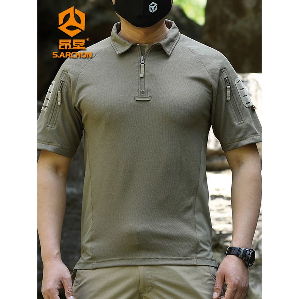 Anken Outdoor Target Court Lapela de secagem rápida de manga curta masculina verão leve respirável camisa polo esportiva