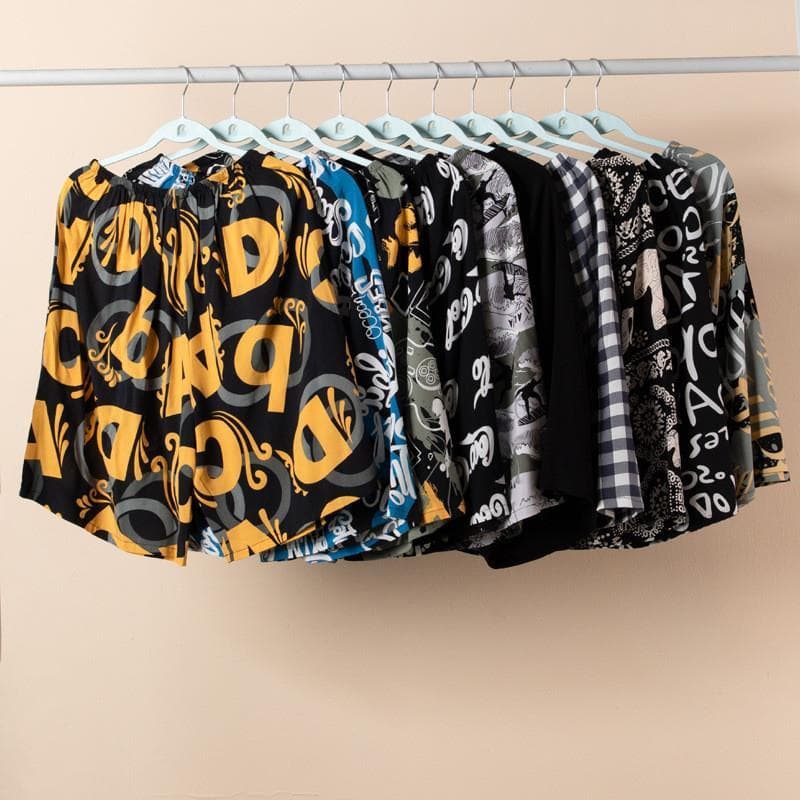 Calças de pijama de seda de algodão dos homens verão algodão Artificial exterior Wear casa praia Shorts solto estilo fin