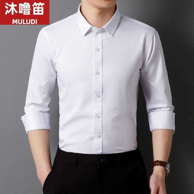 Camisa masculina estiramento de manga comprida bonito camisa de meia-idade idosos profissional Workwear primavera verão