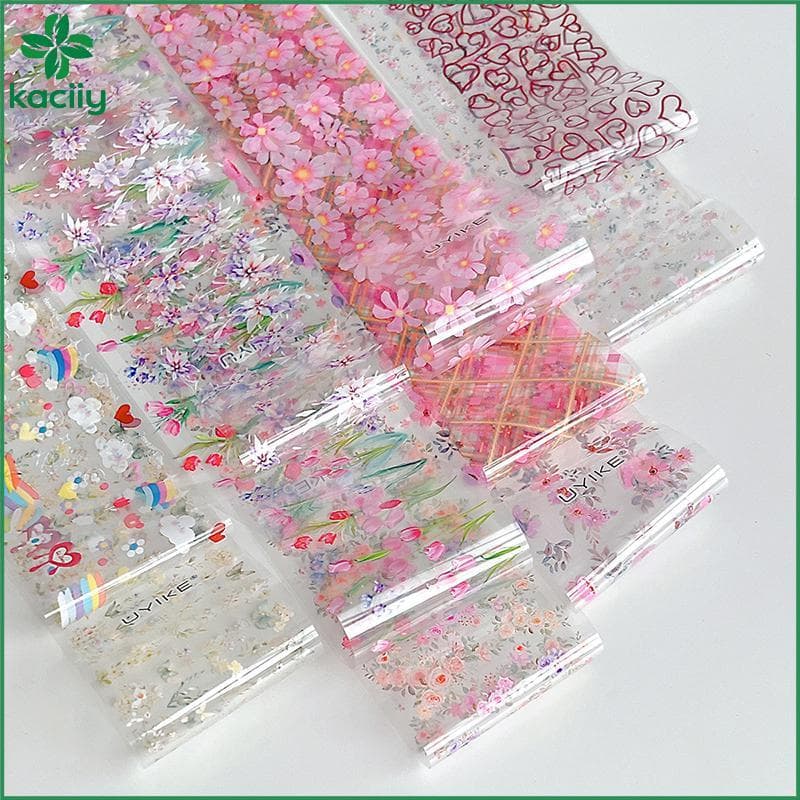 KC 10 Modelos De Folhas De Unhas De Flores Para Papel De Transferência Auroral Folha Floral Girassol Envolve Decorações