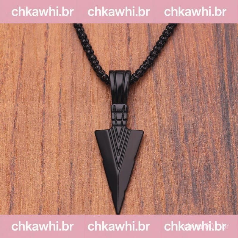 Colar Longo Preto Fosco Com Pingente De Flecha Corrente Hip Hop Punk Natal  De Halloween Para Casal Homens Mulheres