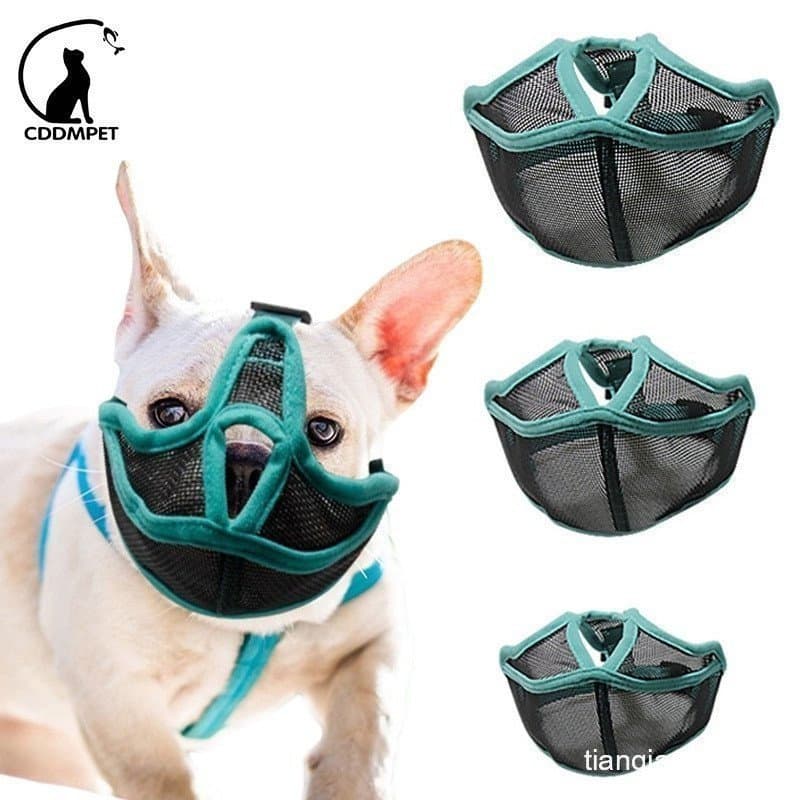 Focinheira Anti-Latido para Cães Pequenos, Máscara Facial de Malha, Focinheiras para Bulldog e Pug QCYN