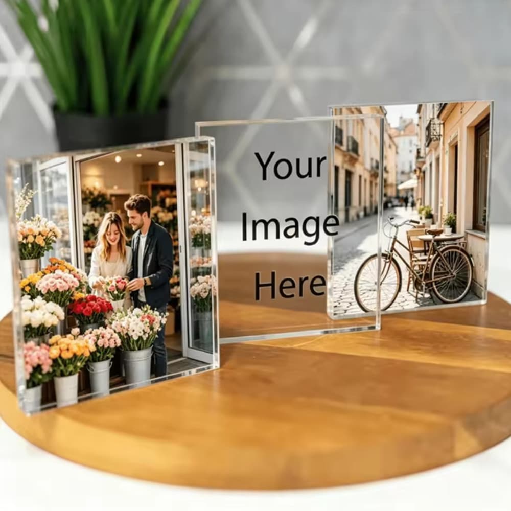 Bloco Acrílico Personalizado Moldura De Foto Logotipo De Texto Imagem Lembrança Decoração De Mesa Ornamento Presente