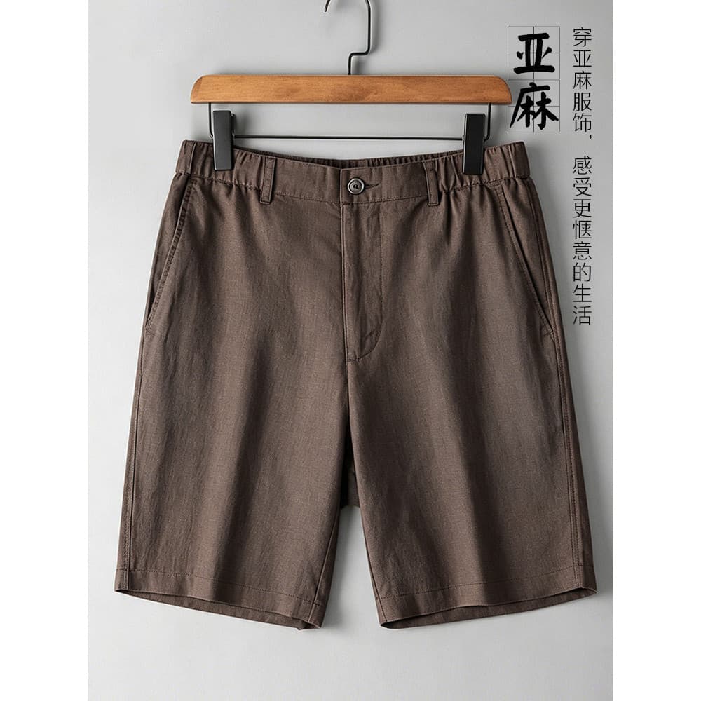 Shorts de linho puro estilo dinheiro antigo masculino verão fino solto Casual praia calças de cinco pontos calças mascul