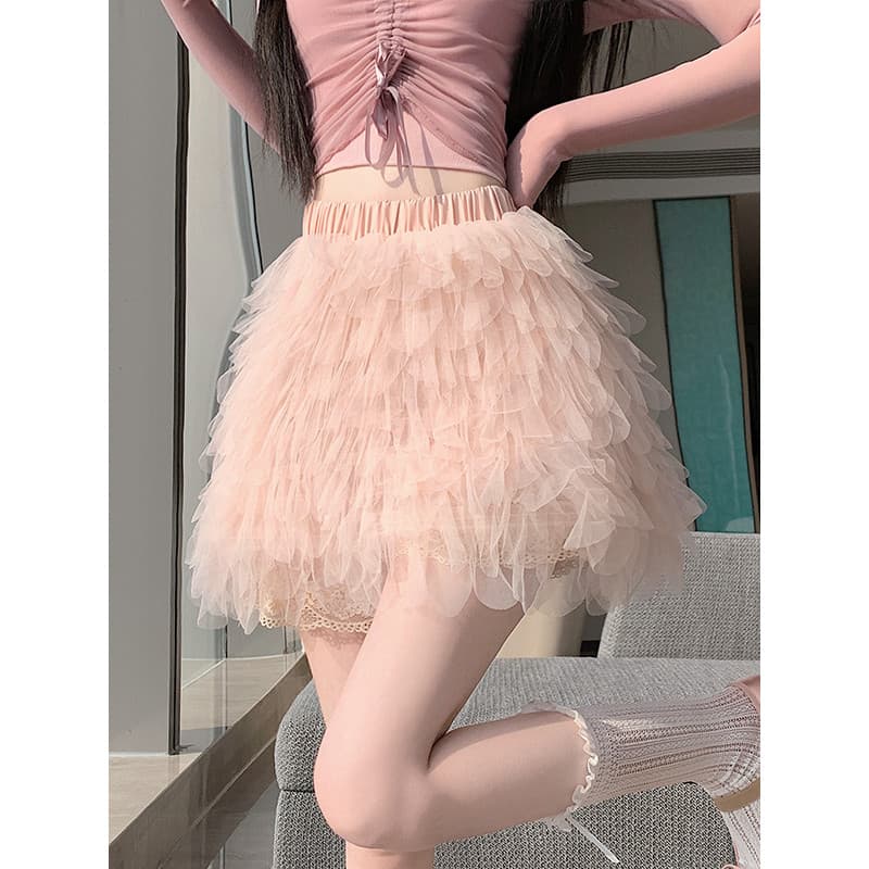 Francês doce renda gaze bolo fofo saia curta feminina verão 2026 novo estilo vestido de princesa saia evasê