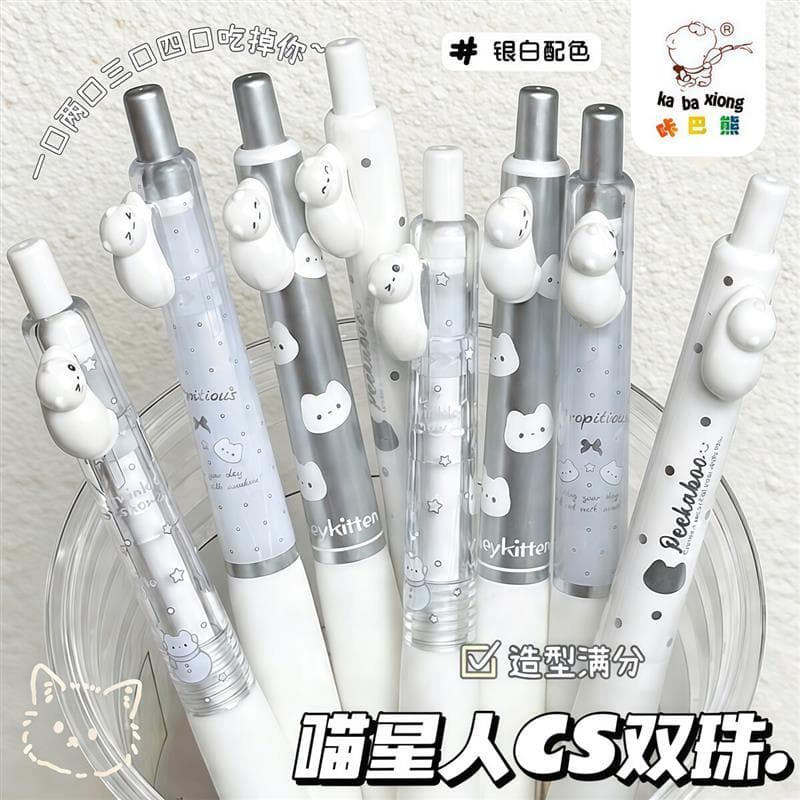 Caneta de Gel tridimensional japonesa para gatinhos, caneta de Gel com contas duplas, pincel de secagem rápida, caneta d