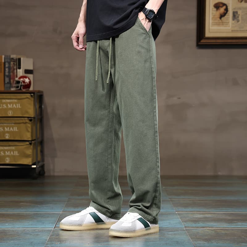 Calças casuais masculinas 2025 outono inverno novo estilo solto em linha reta calças de perna larga na moda Drape All-Ma