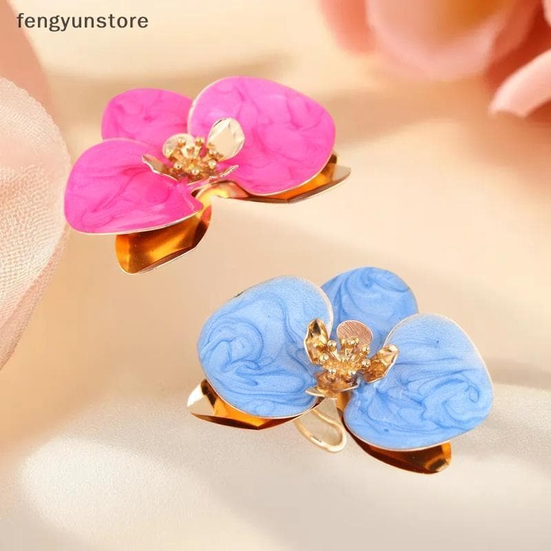 Anel De Flor De Metal Exagerado Para Mulheres Moda Gotejamento Óleo Abertura Irregular Ajustável Dedo Jóias Acessórios