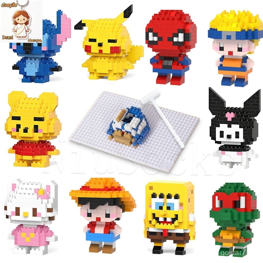 Brinquedos educativos infantis, blocos de montar em estilo cartoon, presentes de aniversário para homens e mulheres