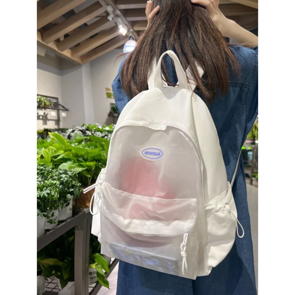 Novo estilo mochila estudantes do sexo feminino estudantes do ensino médio cor sólida grande capacidade simples Harajuku