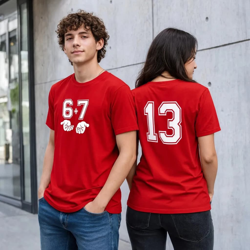 Camisa Estampa Top Frente Verso Six Seven 67 100% Algodao Urbano Pt Top Casual Streetwear Confortavel Estiloso Luxuosa