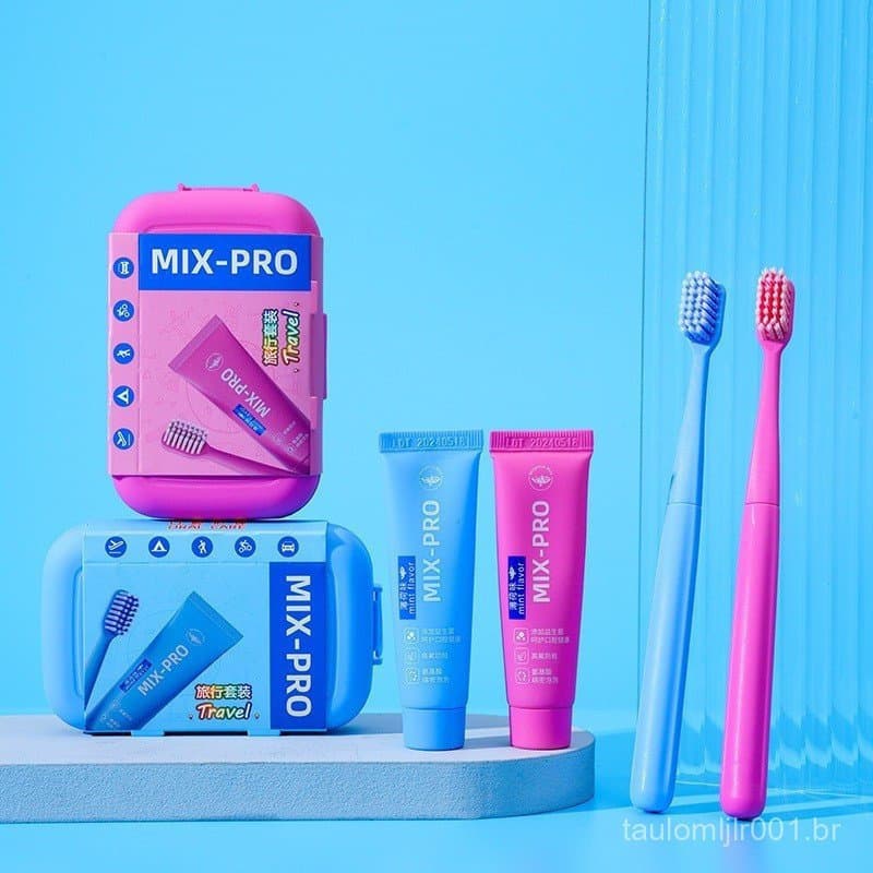 Escova Portátil de Higiene Oral para Viagem, Conjunto de Cuidados Orais, Ferramenta de Limpeza de Dentes e Língua HVY2