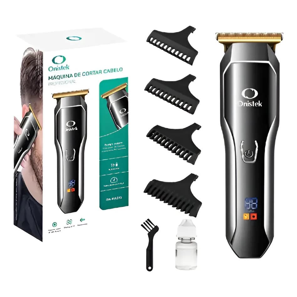 Máquina de Cortar Cabelo Profissional Sem Fio Recarregável Display LED Onistek ON-MA015