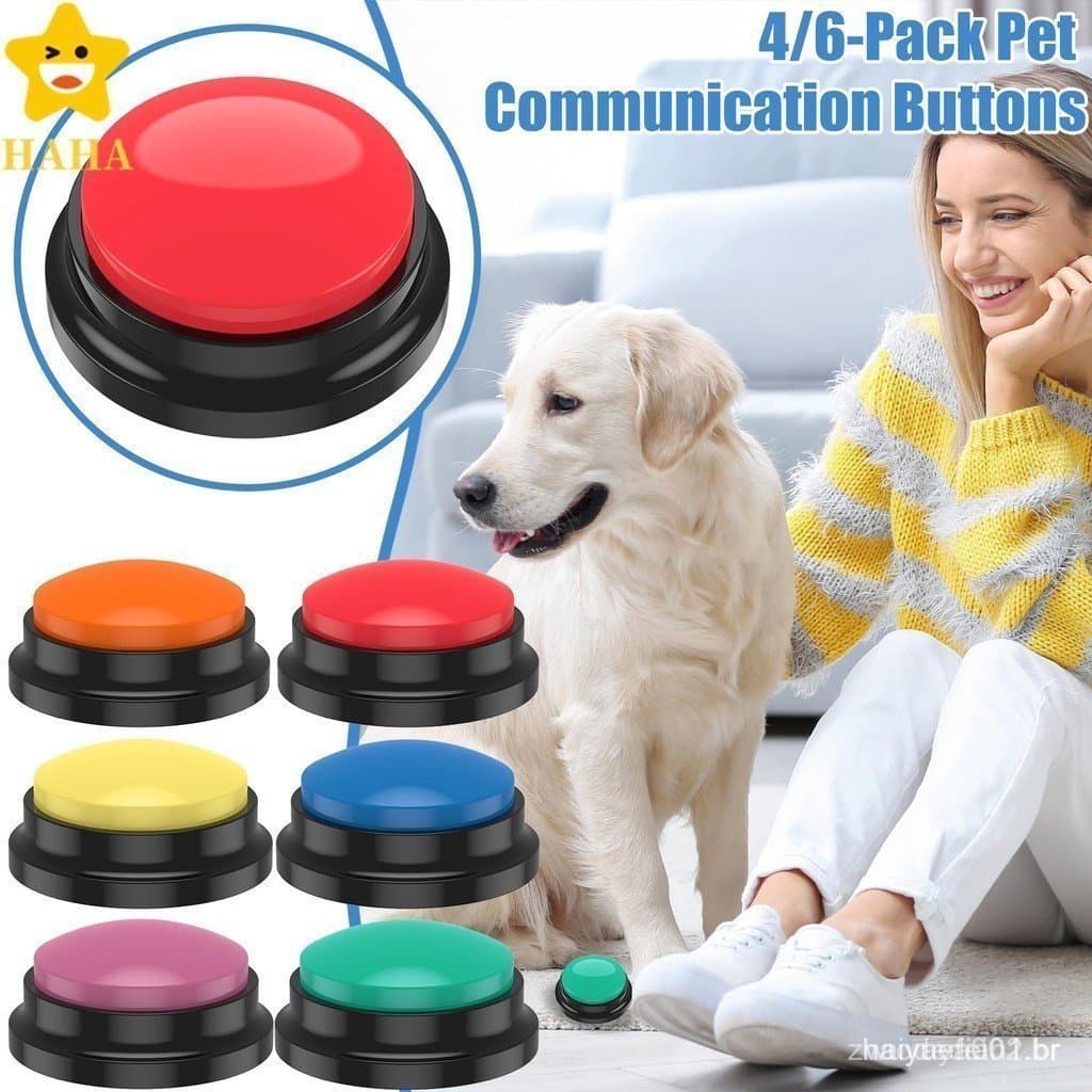 4/6Pcs Botão Falante Para Cães Gravável De Comunicação Colorido De Treinamento Animais De Estimação Botões De Gravação