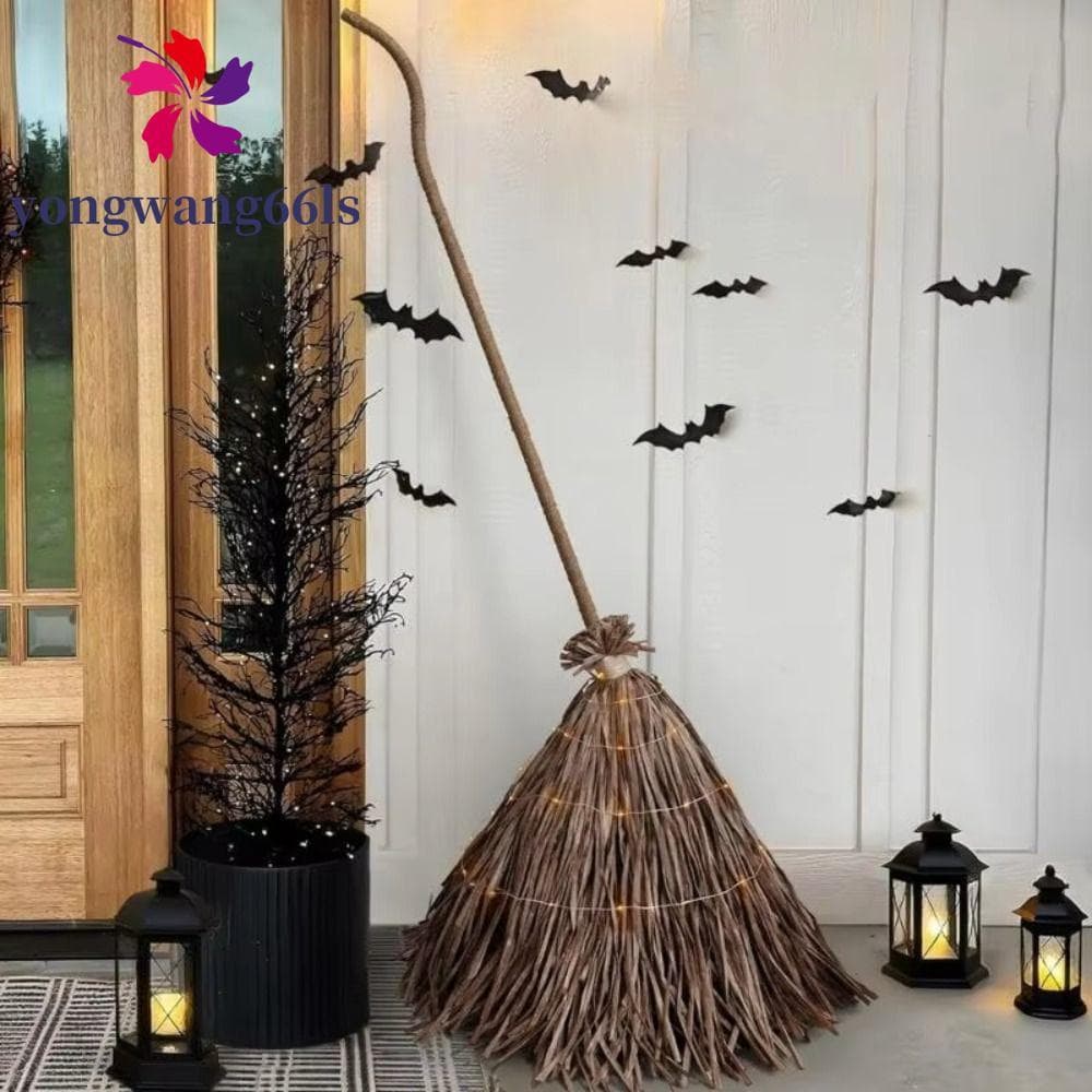 YONGWANG Vassoura De Bruxa Iluminada Para Halloween , Com Móvel Brilhante , Flutuante , Rotação Elétrica