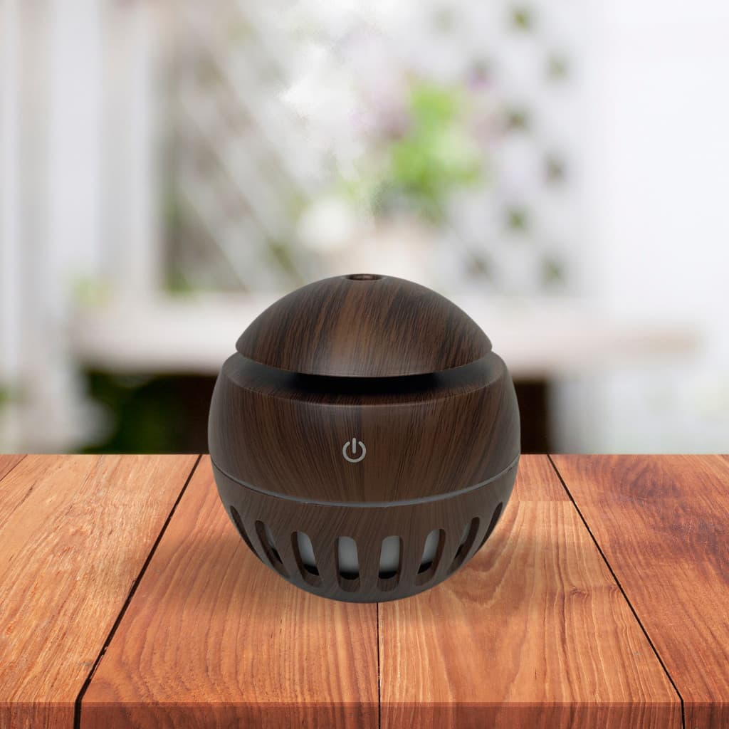 Umidificador Purificador Ultrassônico USB Mogno Óleos Essenciais Aromaterapia Ambiente Casa Escritório Premium