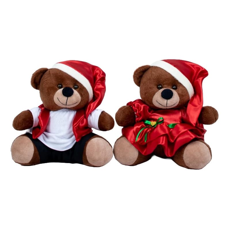 Casal De Ursos Tedde Natal Pelúcia 15 Cm Decoração Natalina
