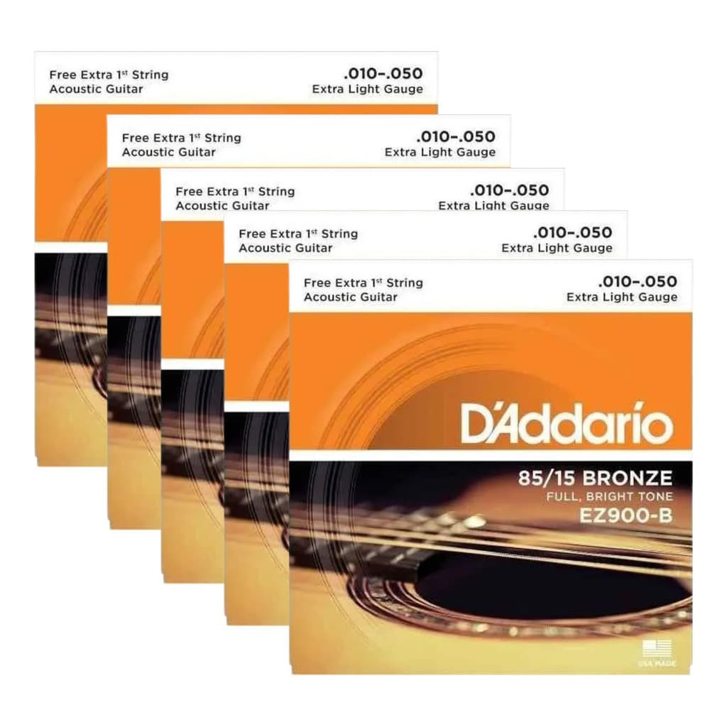 Kit 5 Encordoamentos Violao Aco Daddario Ez900 010