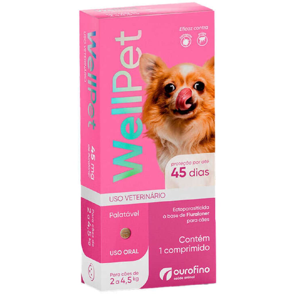 Wellpet Anti-Parasitário Pra Cães de 2 a 4,5Kg 1 Comprimido