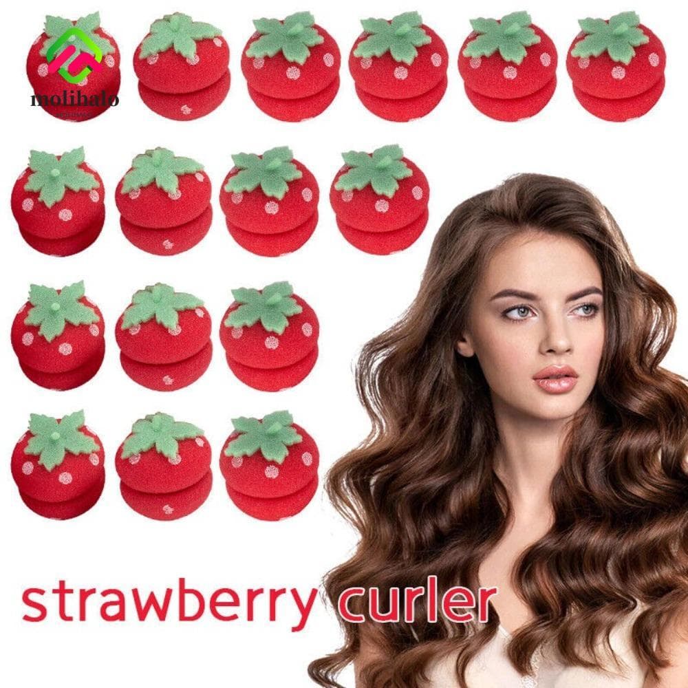 MOLIHALO 6 Pcs Rolos De Esponja , Cabelos Longos Cabeça Modelador De Cabelo Bolas Modeladoras , Morango DIY