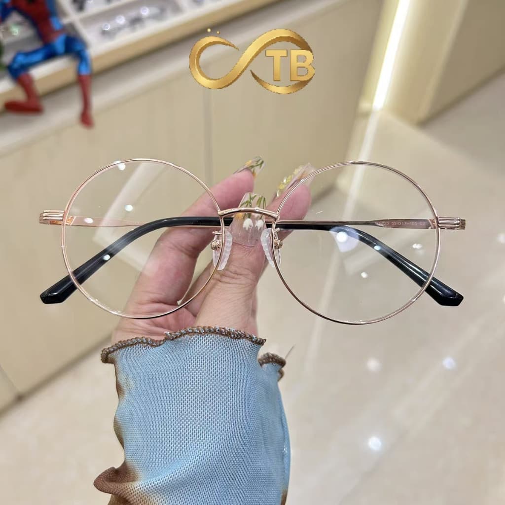 TB Brinquedos Armação de Óculos Redonda em Metal – Óculos Fashion Unissex para Estilo Elegante