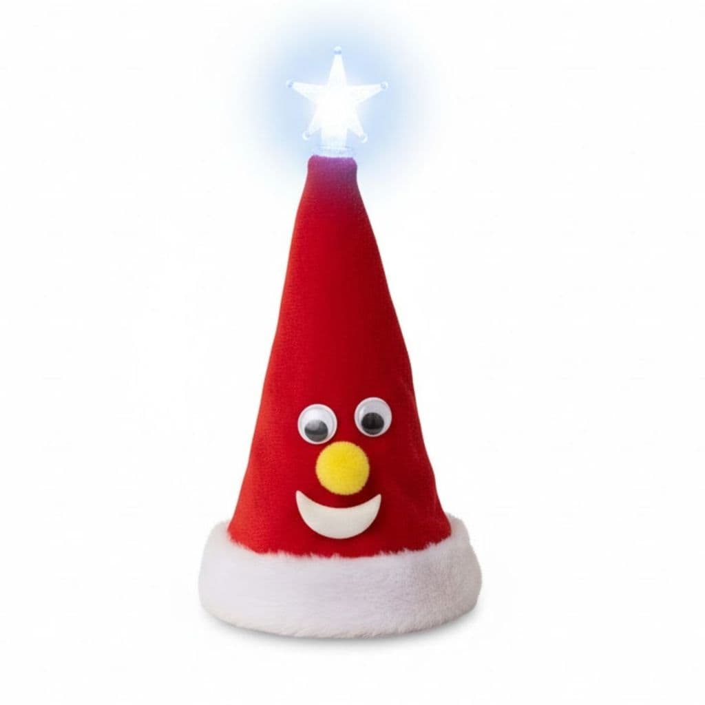 Touca de Natal Musical e Dançante - Estrela com Luz LED