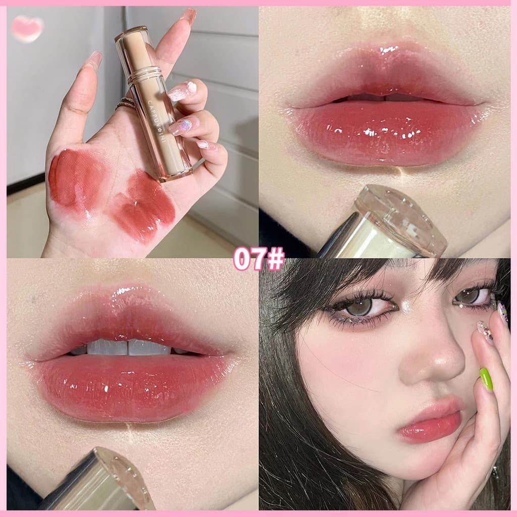 Cappuvini Glaze Labial Chá de Gelo Espelho Geleia Vidro Gloss Labial Tubo Transparente Maquiagem Coreana 1 Unid.