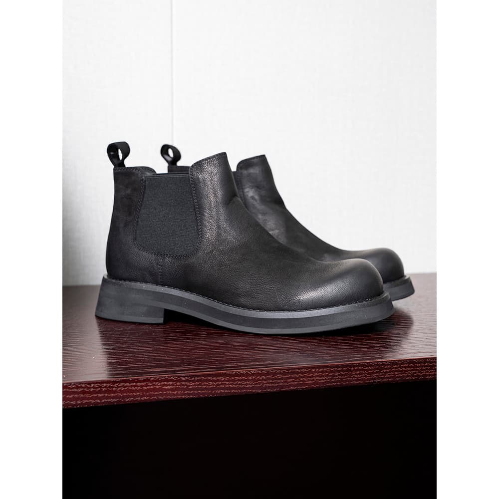 2026 novo estilo de couro genuíno britânico Chelsea botas masculinas Casual capa pé cabeça grande botas de couro preto b