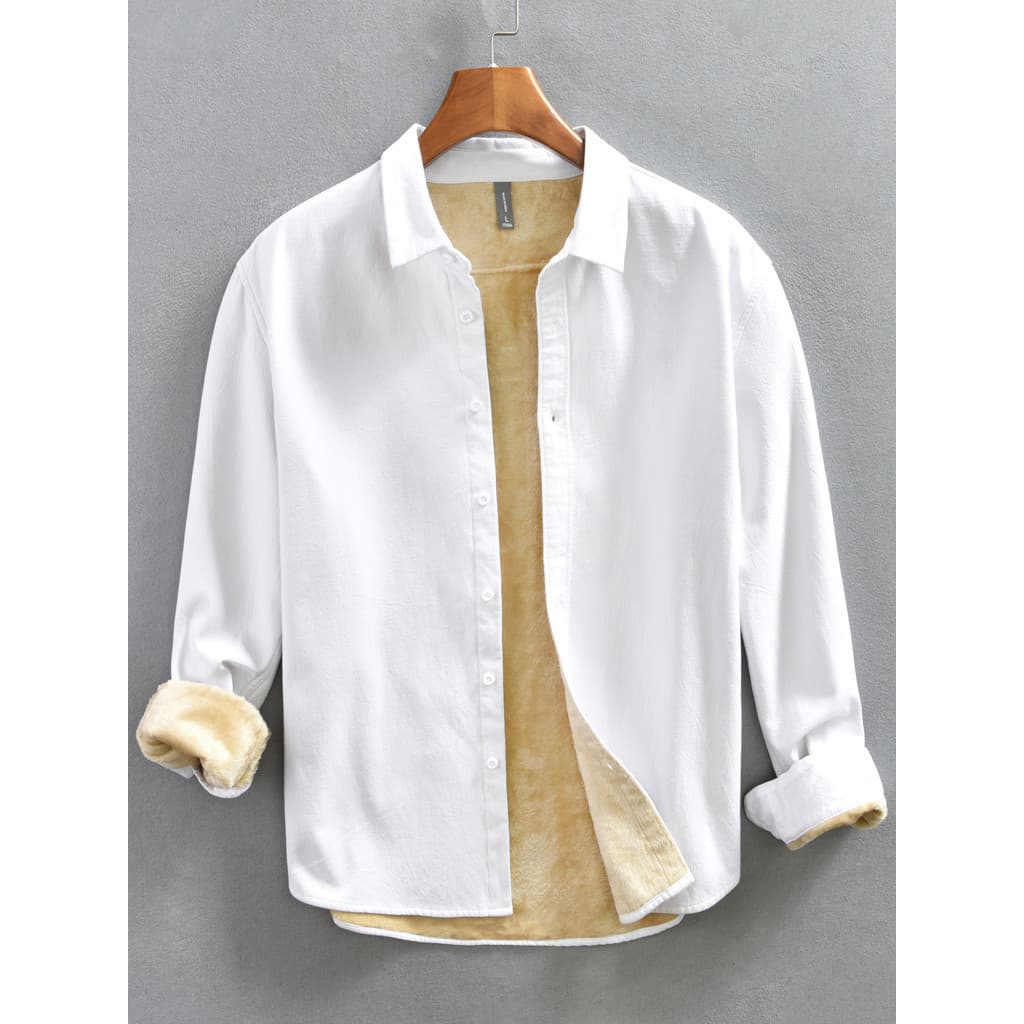 Velo-velo quente puro algodão quente camisa masculina de manga comprida outono inverno negócios Casual masculino Formal
