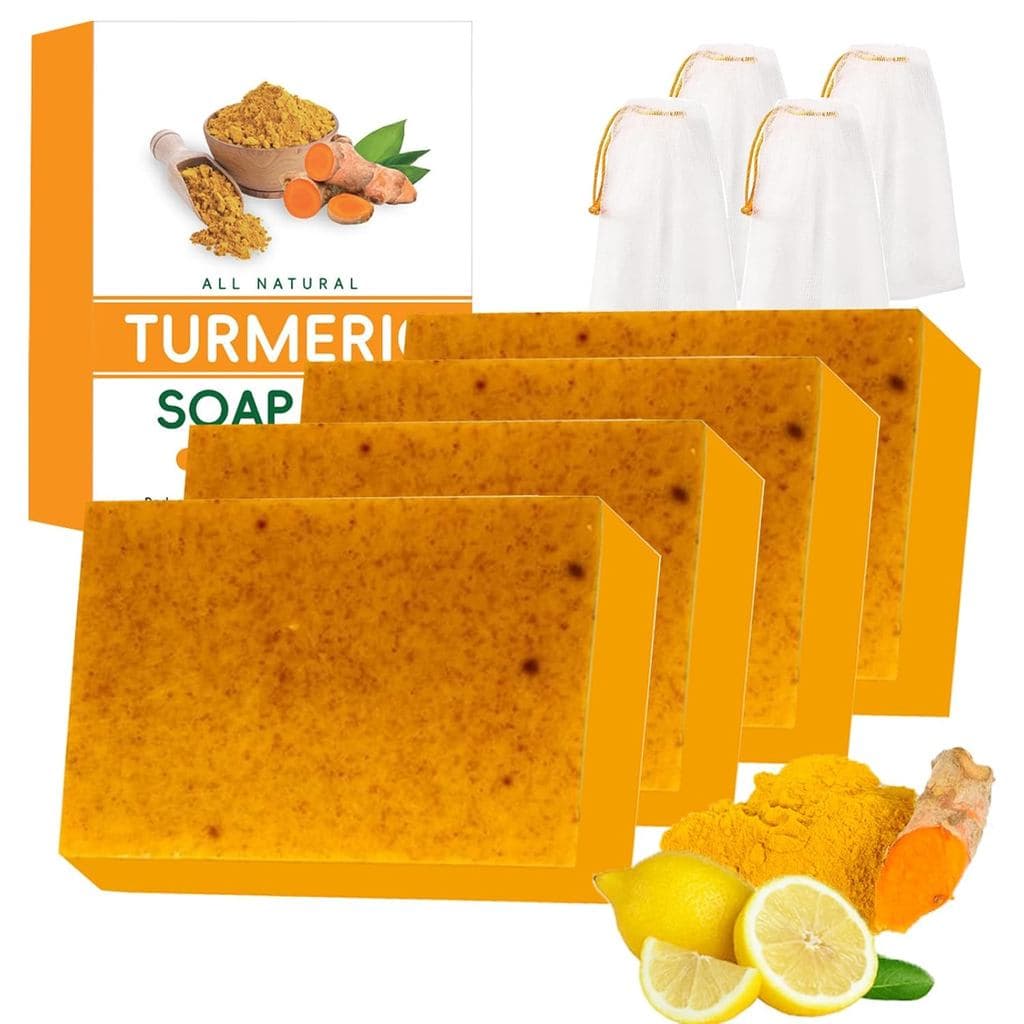 Sabonete de Limão, Cúrcuma e Ácido Kójico – Sabonete de Cúrcuma para Manchas, Barra de Sabonete de Cúrcuma para Rosto e