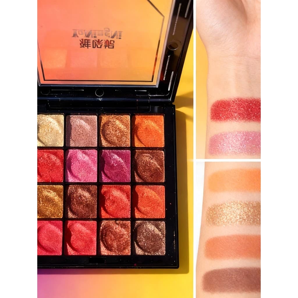 Influenciador 16 cores purê de batatas paleta de sombras estudantes iniciantes iluminar sombra perolada veludo pó molhad