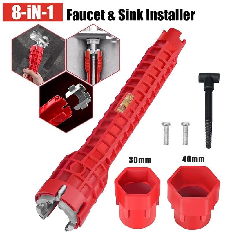 Chave Multifuncional 8 Em 1 Hidráulica Encanamento Para Cano Pia Filtro Torneira Instalação Reparo