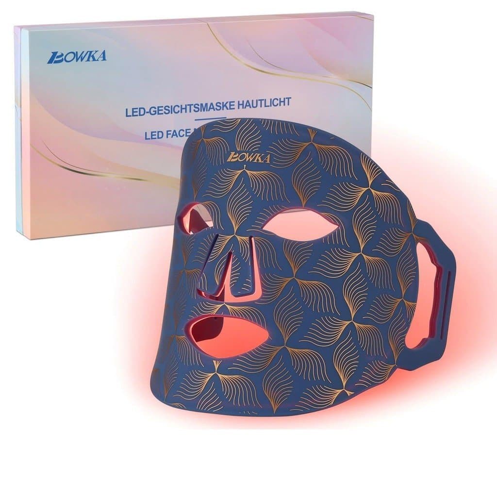 Máscara Facial LED BOWKA modelo 2023, dispositivo de cuidados faciais em algodão com função de terapia de luz, ofer