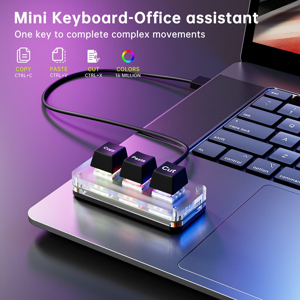 Teclado Mecânico Colorido Para Jogos RGB Com 3 Teclas E USB Tipo C Uso Versátil [covdes.br]