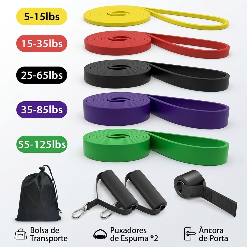 Kit de 13 Peças de Faixas Elásticas de Resistência para Fitness