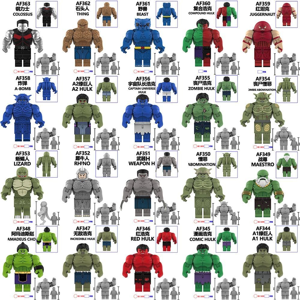 AF301-369 Figuras De Ação Montagem Blocos De Construção Tijolos De Plástico
