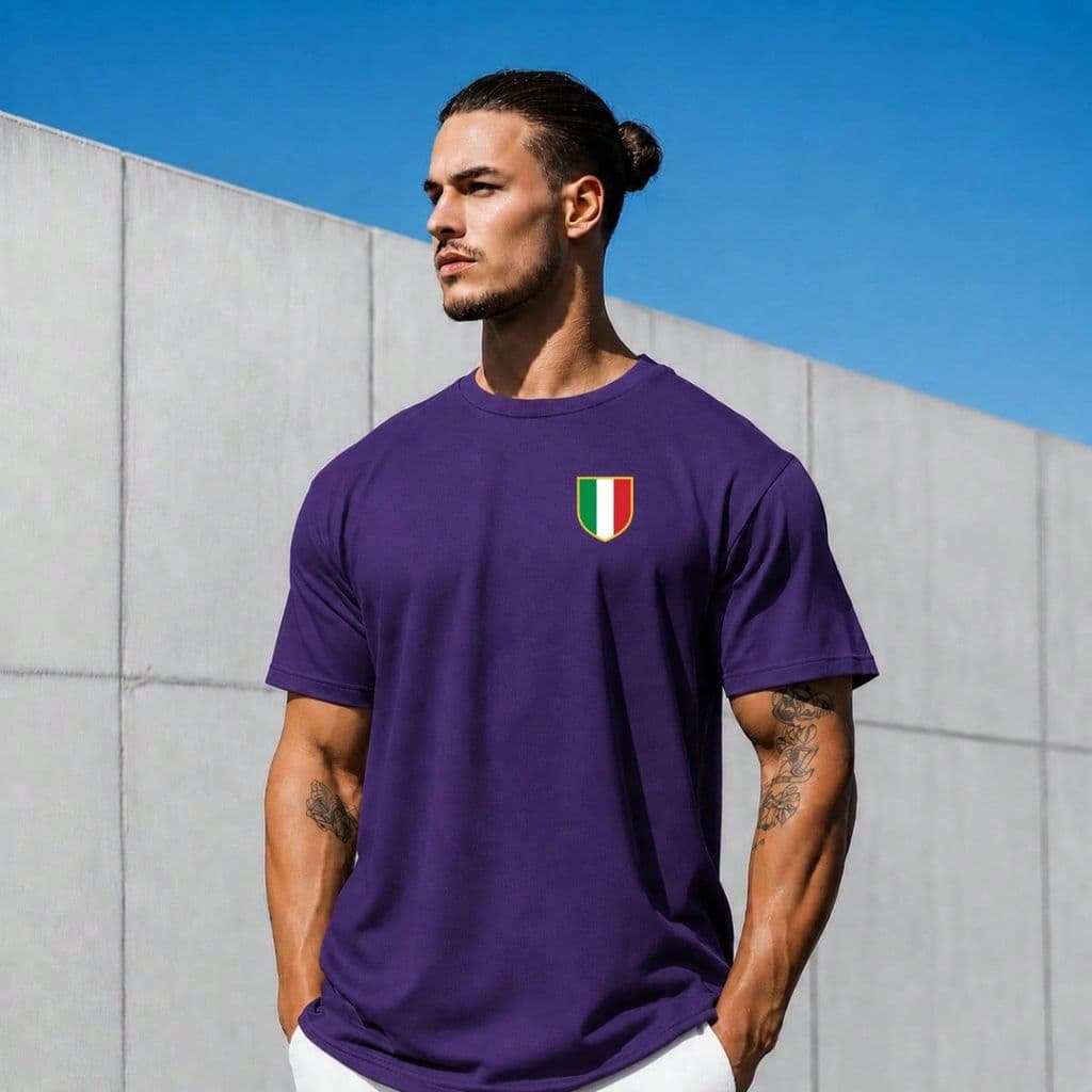 Camiseta Masculina 100 Algodão Estampada Escudo Minimalista Itália Camisa Estilo Casual Básico Confortável Macia Passeio