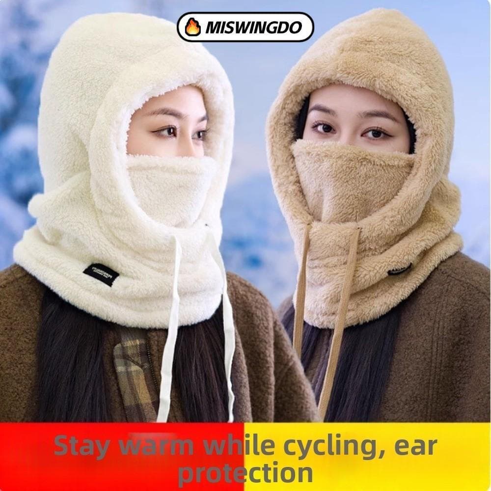 Chapéu De Inverno Feminino Balaclava Touca De Lã Grossa Com Capuz Protetor De Pescoço E Facial Para Frio Extremo