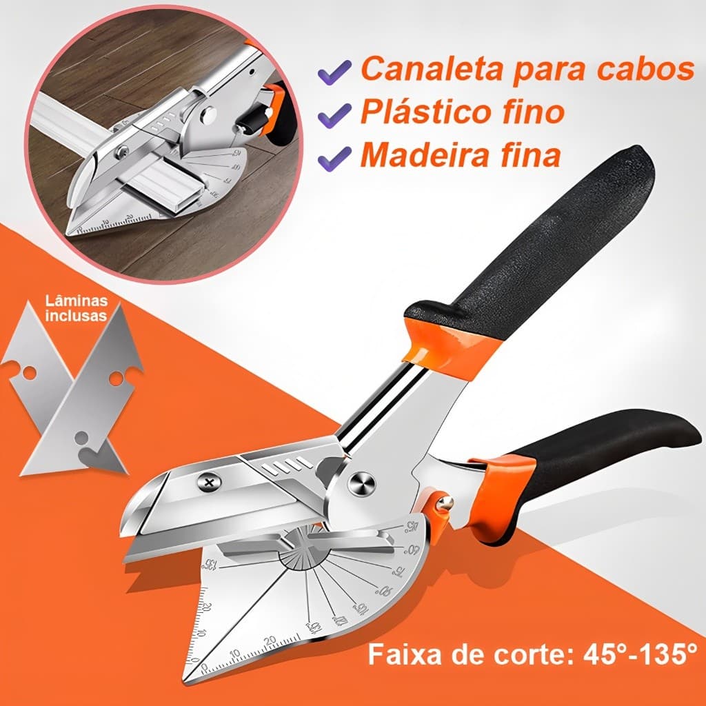 Cortador de calha de arame, ângulo de 45°, cortador dobrável multifuncional para eletricistas e marceneiros