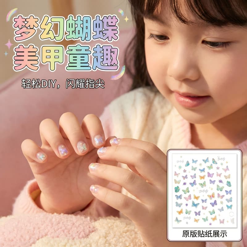 Crianças Manicure adesivos novo estilo ins Streamer asas de borboleta colorido bonito à prova dwaterproof água adesivos