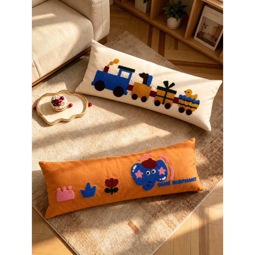 Travesseiro de dopamina bordado de desenho animado, sala de estar, sofá, almofada retangular, cama, quarto, dormir, fron