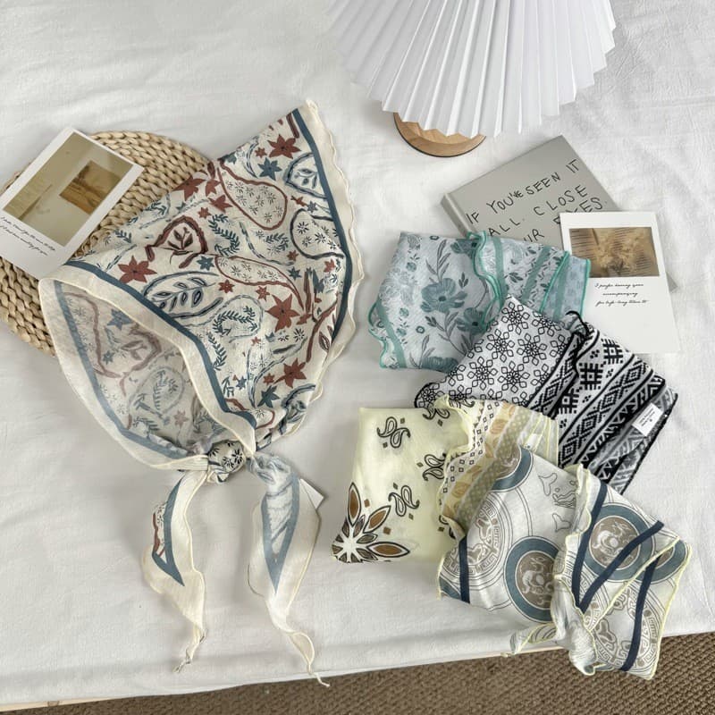 Retro bunda cortina pequeno triângulo lenço de seda lenço fino bainha feminina empilhamento calças saia cobrindo Hip cin