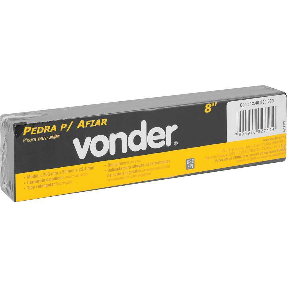Pedra para afiar dupla face 8" faca facão enxada foice cutelo retangular, VONDER