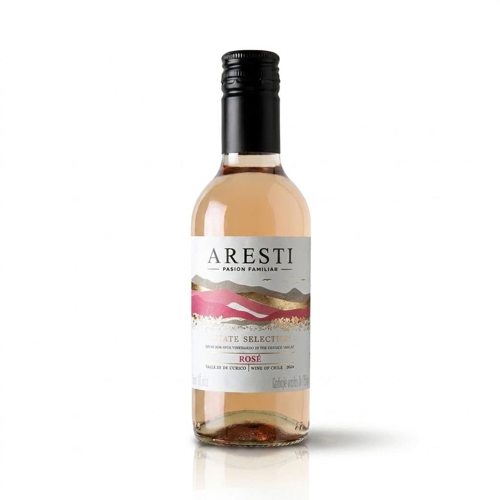 Vinho Rose Chileno Aresti Seco 187ml Mini Garrafa Dose Individual Vale Curico Morango Cereja Frutas